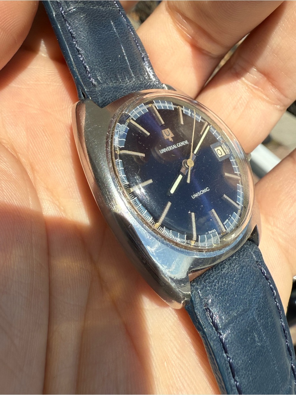 1960’s Universal Genève Unisonic Réf : 852101 Blue Dial For parts or Repair - Picture 3 of 11